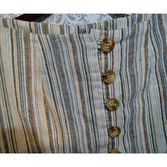 2/$25 & $5.95 Shipping Sky & Sparrow Cotton Linen Button Front Mini Skirt Stripe - Picture 3 of 6